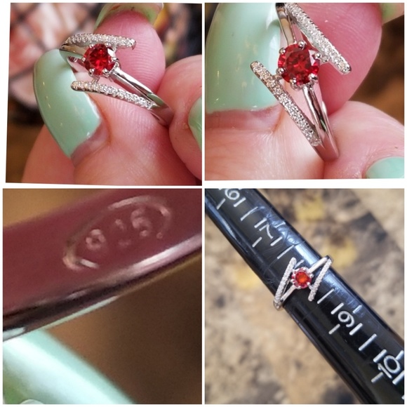 Genuine 1ct Ruby and White Sapphire Ring 8 - Picture 4 of 4